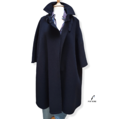 manteau noir femme vintage laine pic1