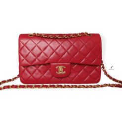 Timeless double flap 23 red lambskin front2