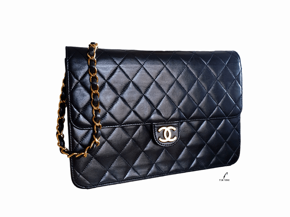 Chanel Vintage Black Quilted Caviar Leather Classic Double Flap Bag   STYLISHTOP